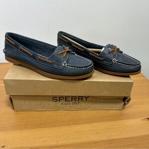 Sperry Navy Leather Boat Shoes | Classic Moc Slip On | NWT | Size 5